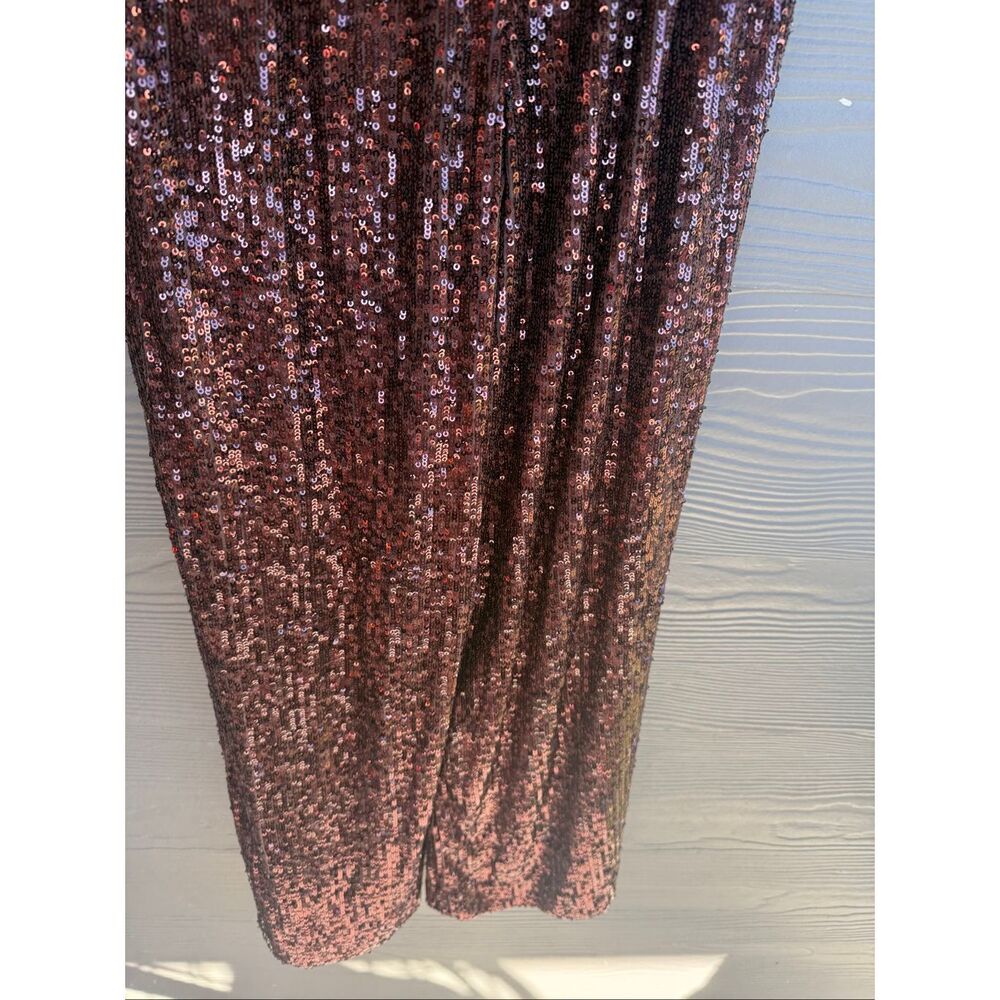Express high waisted sequin chocolate brown trousers - Picture 6 of 6